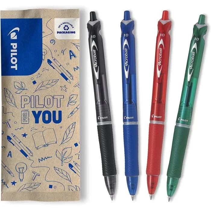  Boite de 12 stylos Bille Pilot Acroball Médium 3 couleurs au choix — Synapses Maroc