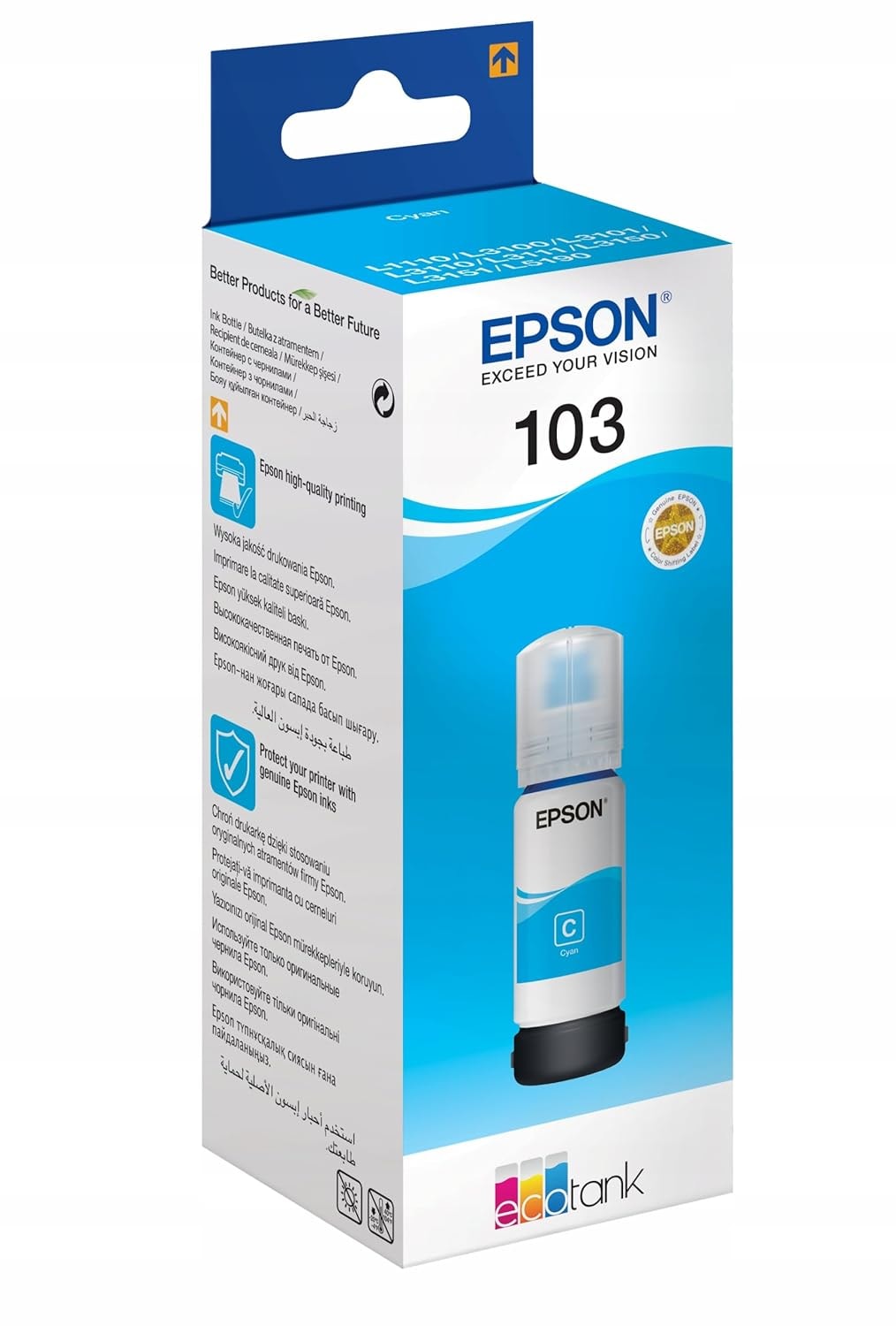  103 EcoTank Cyan ink bottle — Synapses Maroc