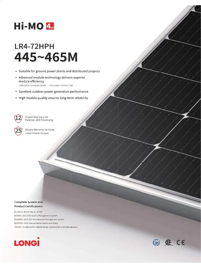  LONGI HI-MO4m 72c, 450Wc Mono PERC HC 20,7% 1500V — Synapses Maroc
