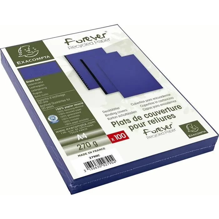  PAQUET DE 100 COUVERTURES CHROMOLUX MINTRA EN CARTE GRAINÉE CUIR 230G A4 (5 COLORIS AU CHOIX) — Synapses Maroc