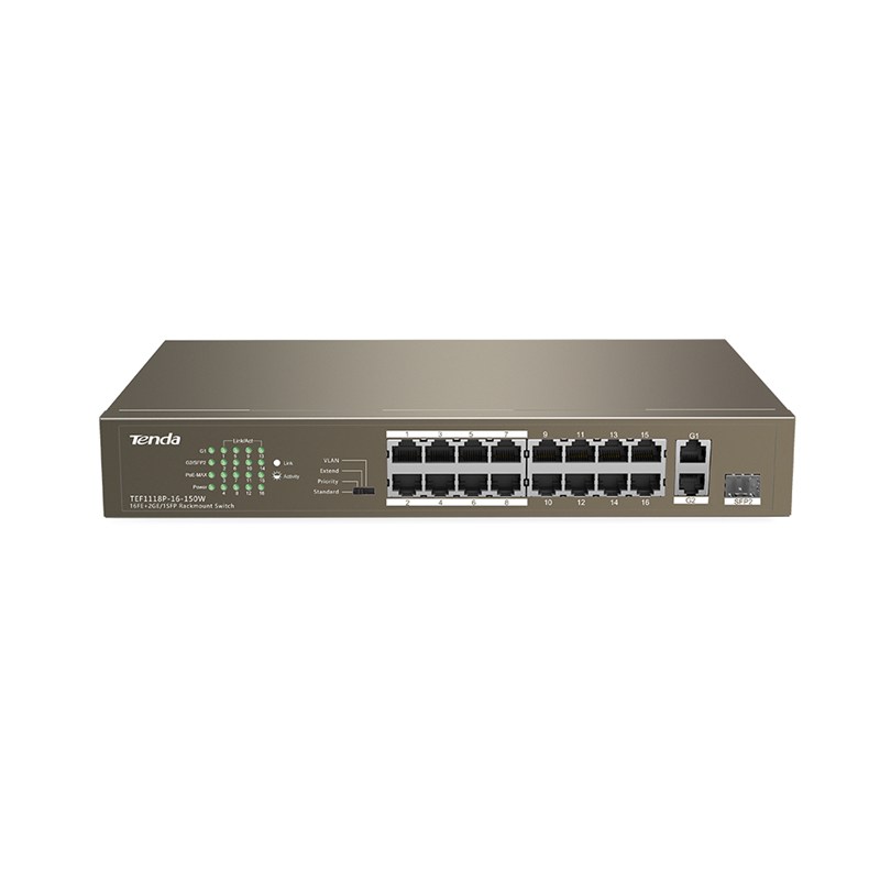 16 10/100Mbps +1 switche de fentes GE/SFP avec 16-Ports PoE — Synapses Maroc