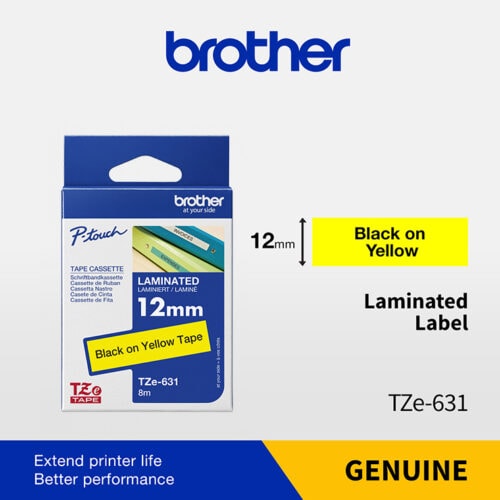 Brother BROTHER Ruban Noir - Jaune 12mm — Synapses Maroc